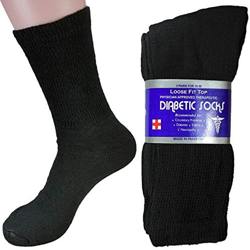 3 parova muške cirkulacijske dijabetičke posade čarape za tečajeve Zdravlje pamuk 13-15 crno