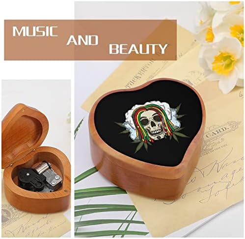 Weed Skull Wooden Music Box Heart Oblik Wrup Music Box Vintage Wooden Wortwork Musical Box Pokloni