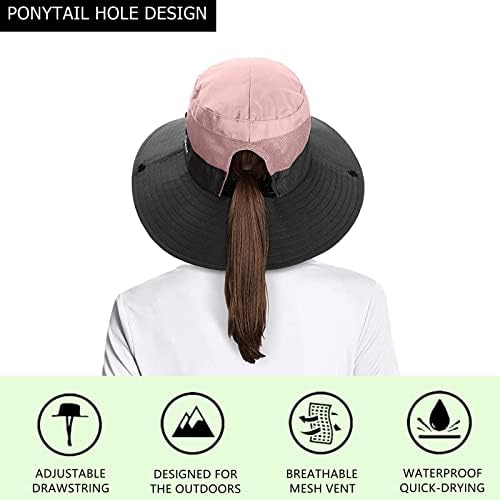 AJG ženski sunčani šešir s rupom za konjski rep široki rub UV zaštitni kapka za zaštitu kapije na otvorenom za ribolov plažama