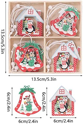 Kuke od plašta na vijenac Mali obojeni 2022 Set Decoration Stablo privjesak anđeoski božićni drveni kombinacija uređenja doma