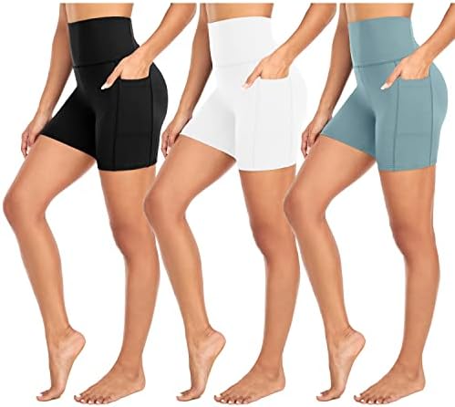 Morefeel 3 pakirati meke biciklističke kratke hlače žene s džepovima - 5 visoki struk za kontrolu trbuha joga vježba atletskih kratkih