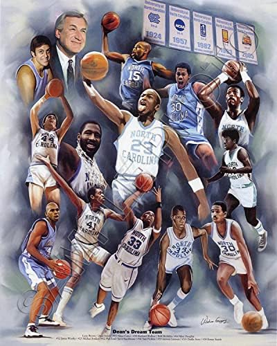 Sportska fotografija tima iz snova Deana Smitha iz Sjeverne Karoline Jordan Perkins zid Mcadoo Stackhouse fotografija tima 8v10