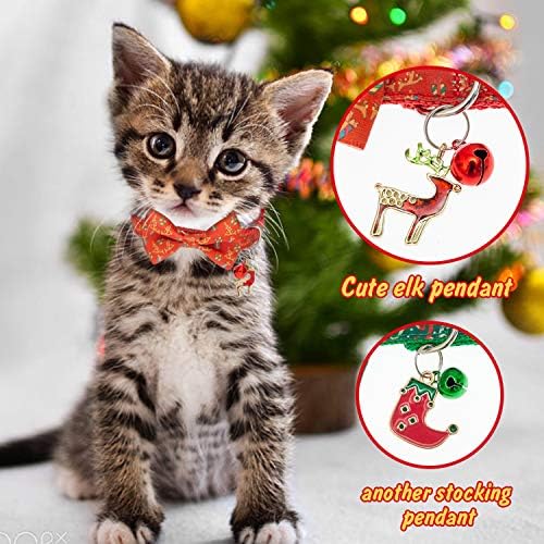 Božićna ogrlica za mačke s leptir mašnom od losa i čarapa Slatki blagdanski Set Ogrlica za mačke-zaštitne preklopne mekane najlonske