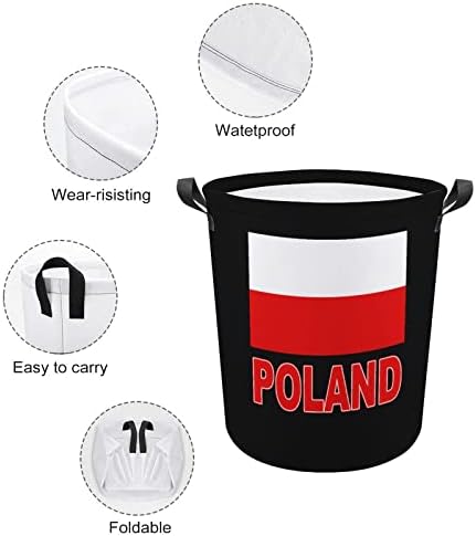 Košara za rublje s Poljskom zastavom sklopiva košara za rublje torba za odlaganje rublja s ručkama