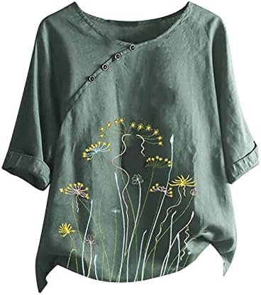 Ženski cvjetovi Osnovni tunični majica Kratki rukavi Ljetna ležerna bluza Posada za vrat Possnate vrhove