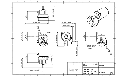 MakerMotor 3/8 d Off 12V DC Reverzibilni električni zupčanik motor 50 o/min