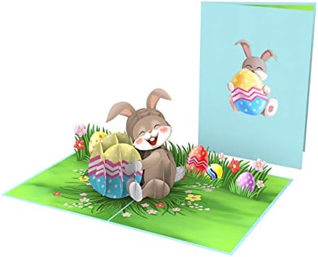 Liif Uskršnji zeko s jajima 3D pozdrav Pop up Uskrm, sretna uskrsna karta za djecu, sina, kćeri, dječak, djevojčica, unuk, unuka -