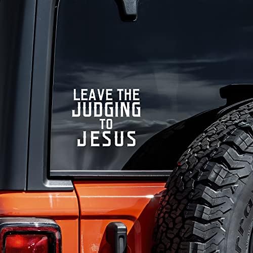 Ostavite ocjenjivanje Isusu naljepnicama vinil naljepnica Auto Car kamion zid laptop | Bijela | 5,5 širok