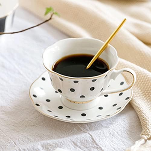 Šalica kave i tanjur za čaj od čaja za čaj od crnog polka točke uzorka keramičke šalice