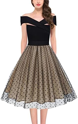 Maxi haljina dugih rukava za žene ženske polka dot patchwork vintage 50s haljina majice za haljinu