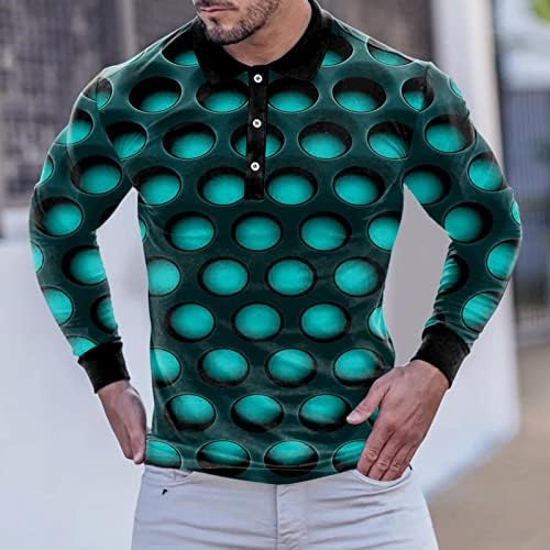 Muški modni casual sportovi apstraktni digitalni gumb za ispis dugačka manžetna manžetna manžetna majica visoka majica