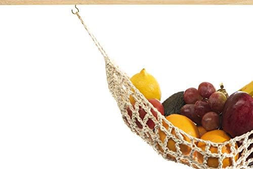 Viseća voćna viseća mreža ispod ormarića-1 voćna viseća mreža makrame s 2kom kuka - ručno izrađena pamučna košara za spremanje hrane,
