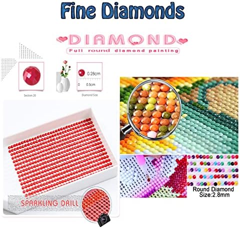 Dijamantni setovi za slikanje za odrasle, Comollon Diamond Art Kids Početnika DIY 5D boja po brojevima, velika puna bušilica okrugle
