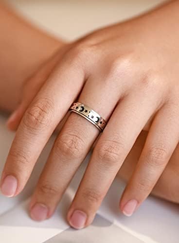 Coxiva fidget prstenovi titanium spinner od nehrđajućeg čelika moon prsten srebrni anksiozni prsten za ublažavanje 3 veličine za žene