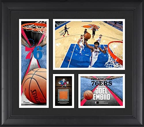 Joel Embiid Philadelphia 76ers uokviren 15 '' x 17 '' igrač kolaža s komadom košarke koja se koristi u momčadi - NBA plaketi i kolaže