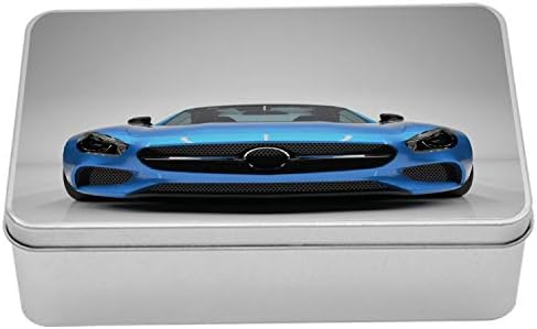 AMBESONNE TEEN SOBA TIN Box, moderni plavi sportski automobil prestige Speed ​​Brzo vozilo Automobilska slika, prijenosni pravokutnik