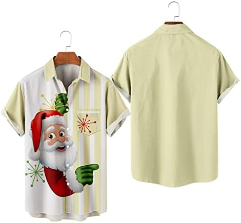 Xxbr božićni gumb dolje košulje za muške kratke rukave smiješni Xmas Djed Mraz print casual košulja dizajnerska košulja