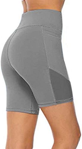 Vowua žena plus veličina visoki struk joga kratke hlače s džepovima solidne rastezljive joga hlače za vježbanje gamaša biciklističke
