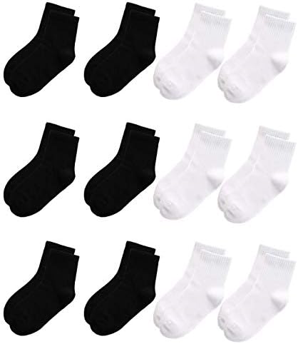 Oohmy Boys čarape 12 pakiranja prikladnih za 2-12 godina stare dječake i djevojčice pamučne atletske čarape za gležnjeve za djecu i