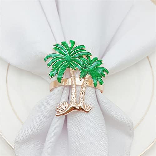 Xjjzs 10pcs/ kokosov stablo salveti prsten metal zelena biljna salveti prsten vjenčanje hotelske posude za salveti gumb za radna površina