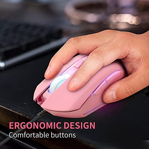 Gaming miš, 7 boja optički igraćih miševa s pozadinskim osvjetljenjem, ergonomski USB kabel s rezolucijom od 2400 dpi i 6 pomoću 4