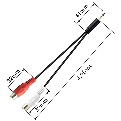 Kabelski kabel, [5 ft / 1,5 m] audio kabel od 3,5 mm-2 do 1/8 muški do 2 do ženski mini utikač stereo audio adapter kabel za pametne