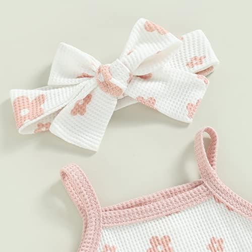 Ljetna odjeća za novorođenčad cvjetni špageti naramenice bez rukava rupes rumpers ruffle kratke hlače za odjeću za glavu set