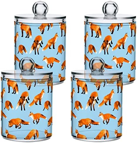 Yyzzh akvarel lisice uzorak vintage lov na lisice animal 2 pakiranje qtip držač za dozator pamučnog brisa lopte okrugli jastučići floss