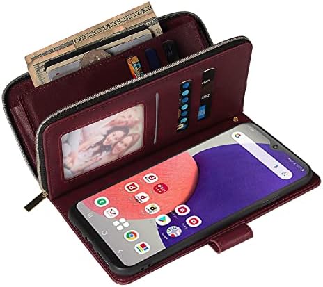 Kućište za povratni poklopac za Samsung Galaxy A22E/A23E/A23S, vrhunski mekani PU kožni patentni zatvarač Flip Folio novčanik s karatom