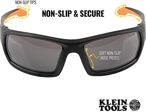 Klein Tools 60164 Sigurnosne naočale, Profesionalne zaštitne naočale s punim okvirom, otpornim na ogrebotine i anti-maglu, siva leća