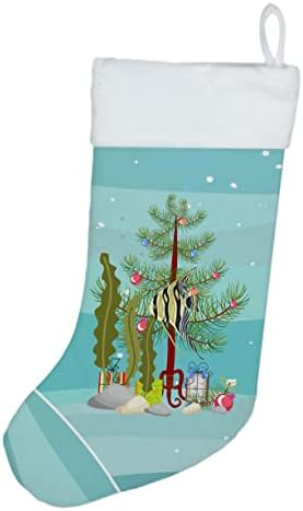 Caroline's Treasures CK4504CS Angelfish Sretan božićna čarapa, kamin viseće čarape božićna sezona zabava Dekor Obiteljski odmor ukrasi,