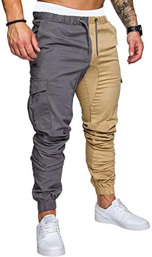 + Rastezljive hlače s dugim nogama, pamučne široke Ležerne hlače s krpicama, sportske hlače, modne muške hlače s remenom, Muške hlače