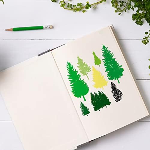 Alibbon 12 stabala jasne markice za izradu karata i ukrasi za fotografije, šumske marke, prirode šume prozirne silikonske marke za