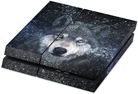 Zoomhitskins PS4 koža, kompatibilna za PlayStation 4, Wolf Grey Blue Sky Dark Starry Moon White Night, Koža konzole od 1 ps4, izdržljiva