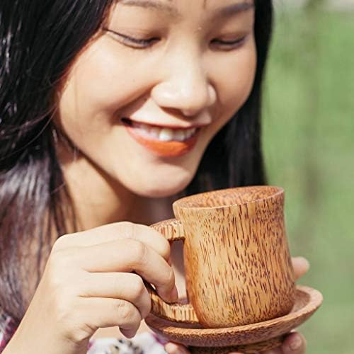 Zdjele od kišnice kokosovo drvo šalice set 4 -pack - tradicionalna ručno izrađena drvena šalica za piće - lagana, prirodna i održivo