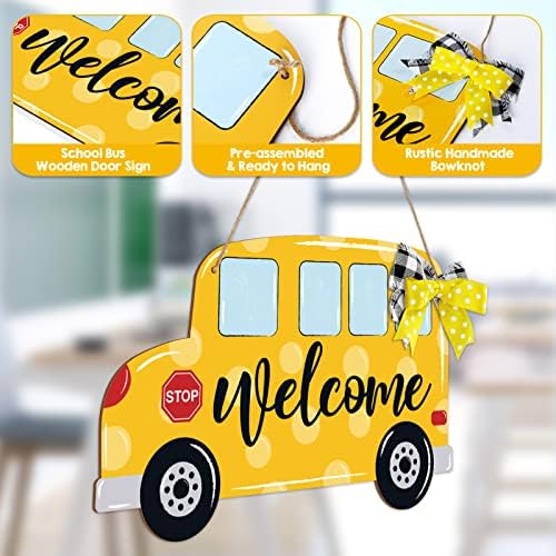 Povratak u školu vješalica za vrata prvog dana školskih nastavnika znakova za učionicu drvene dvostrane tiskane školske autobusne vrata