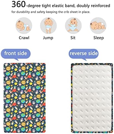 Svemirski tematski obloženi krevetić, madrac sa standardnim krevetićima opremljeni list za malu madracu madrac za madrac s listem madraca