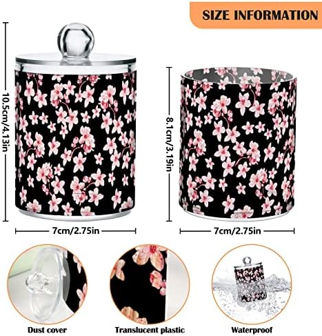 Alaza 4 Pack Qtip držač za dozator japanske Sakura Cherry Blossom Organizator kupaonice kanisteri za pamučne kuglice/brise/jastučiće/flos,
