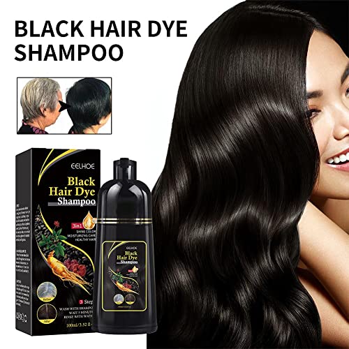 Yiylunneo šampon za kosu za kosu Instant šampon u boji kose za tamno smeđe crne boje za womansamp; Muškarci 3 u 1- siva pokrivenost