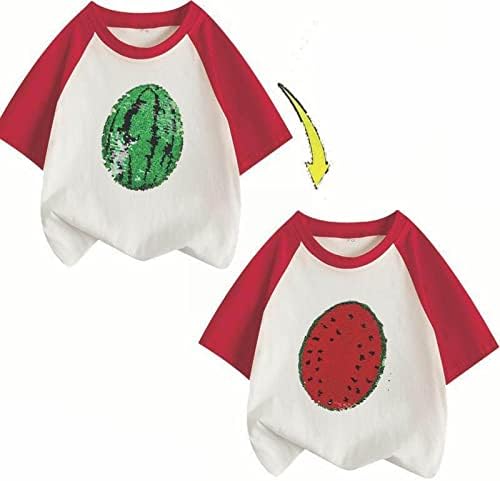 Toddler Kids Boys Boys Girls Pokloni za djecu Promjena flip šljokica majica vrhova lubenice kratke meke košulje za rastezanje