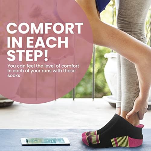 Nortag 6 parova izvedbe čarapa za žene - čarape s niskim izrezom atletskih trčanja s jastukom potplatom - jaka podrška za luk