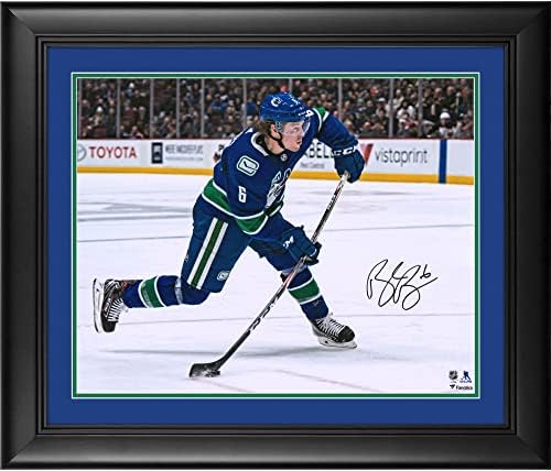 Brock Boeser Vancouver Canucks uokviren Autografirano 16 x 20 Photo fotografije plavog Jerseyja - Autografirane NHL fotografije