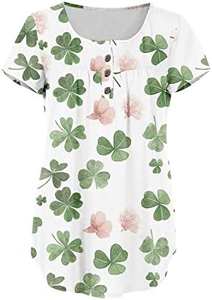 Tunike vrhovi za gamaše za žene St. Patrick's Day Shamrock print tiskane košulje naklonjeni v vrat casual protočni bluza vrh