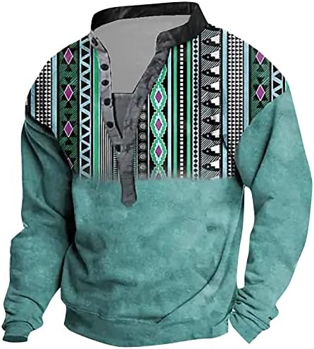 Muški labavi pulover dugih rukava retro moda velika veličina V vrat thirt casual 3D digitalni print dukserica