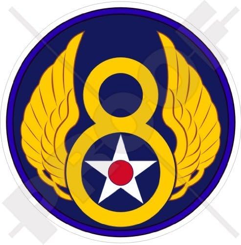 Sjedinjene Države USAF 8. AF SAC, USAAF Osmi amblem Airforce WWII, američki američki 3,2 vinilna naljepnica, naljepnica.