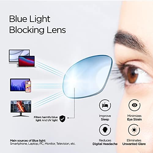 Visual plus plava svjetlost blokira pravokutne naočale za muškarce i žene | Računalo, igranje, TV naočale sa zaštitom od plave svjetlosti