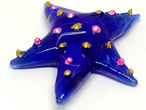 Sansukjai Starfish Minijaturni figurice životinje ručno puhane staklene umjetničke kolekcionarske poklon Ukraćivanje, plava