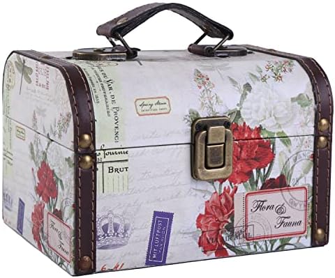 Xiaoaika ukrasna drvena kutija s prstima - stilska i izdržljiva PU kožna kutija za odlaganje s uzorkom cvijeća - prekrasan poklon za