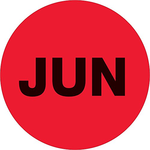Oznake/naljepnice Jun u Jun -u, krug od 2 , fluorescentna crvena, 500 naljepnica po rolu