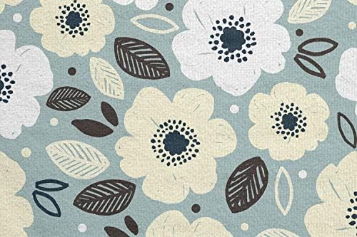 Ambasonne Floral Joga Mat ručnik, ritmički jednostavni nacrtani anemonski cvjetovi ilustracija, bez klizanja znoja koji apsorbira joga